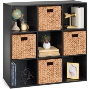 9-Cube Bookshelf Storage Display w/ 3 Removable Panels, Customizable Design 36"(L) x 11.5"(W) x 36"(H)