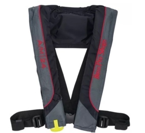 Bass Pro Shops AM24 Auto/Manual Inflatable Life Vest - Black/Gray/Red, E-Commerce Return