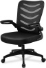 COMHOMA Office Chair Ergonomic Desk Computer Chair with Flip Up Arms Lumbar Support Adjustable Swivel Mid Back for Home Office Black 19.69"D x 19.29"W x 44.88"H