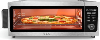 Air Fryer Toaster Oven Combo - Fabuletta 10-in-1 Countertop Convection Oven 1800W, Flip Up & Away Capability for Storage Space, Oil-Less Air Fryer Oven (Silver)14.56"D x 20.27"W x 9.05"H