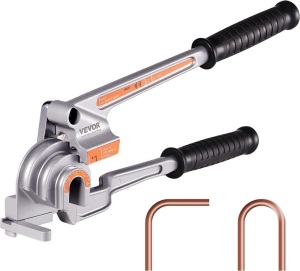 VEVOR Pipe Tube Bender, 1/4", 3/8", 1/2" OD, 3 in 1 Manual Level Tube Bender, 180° Copper Aluminum Pipes Bending Tools for HVAC Air Conditioning