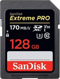 SanDisk 128GB Extreme PRO SDXC UHS-I Card - C10, U3, V30, 4K UHD, SD Card - SDSDXXY-128G-GN4IN