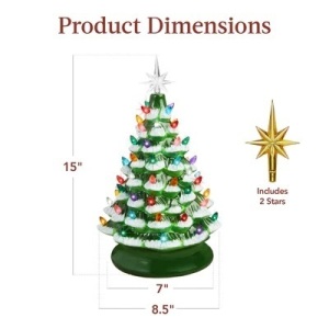 Pre-Lit Ceramic Tabletop Christmas Tree with Lights- 15in 