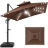 2-Tier Square LED Cantilever Offset Umbrella w/ 360 Rotation, Base - 10x10ft&nbsp;