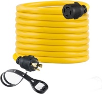Yodotek 25FT Heavy Duty Generator Locking Power Cord NEMA L14-30P/L14-30R,4X10 Gauge SJTW Cable, 125/250V 30Amp 7500 Watts Yellow Generator Lock Extension Cord with UL Listed