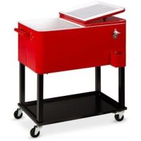 Portable Rolling Cooler Cart w/ Bottle Opener, Catch Tray - 80qt&nbsp;