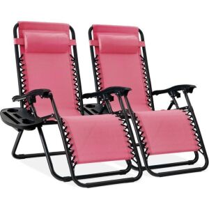 Set of 2 Adjustable Zero Gravity Patio Chair Recliners w/ Cup Holders 