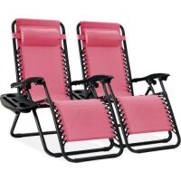 Set of 2 Adjustable Zero Gravity Patio Chair Recliners w/ Cup Holders&nbsp;