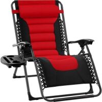 Oversized Padded Zero Gravity Chair, Folding Recliner w/ Headrest, Side Tray&nbsp;