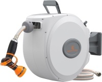 Giraffe Tools CW20 Retractable Garden Hose Reel 5/8" x 65 ft Heavy Duty Water Hose Reel, Swivel Bracket, Any Length Lock, 65ft, Light Grey