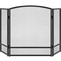 3-Panel Simple Steel Mesh Fireplace Screen w/ Worn Finish - 54.25x30.25in&nbsp;