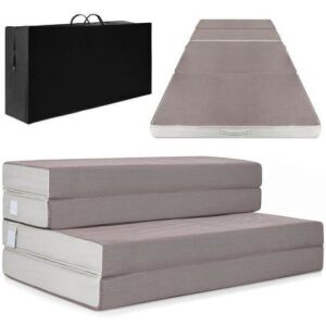 Queen Size Folding Portable Mattress Topper w/ Plush Foam - 4in 