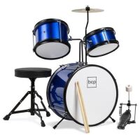 Kids Beginner 3-Piece Drum, Musical Instrument Set w/ Sticks, Stool, Pedal&nbsp;