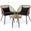 3-Piece Outdoor Diamond Weave Wicker Bistro Set w/ Tempered Glass Side Table&nbsp;22.5"(L) x 21"(W) x 32"(H)