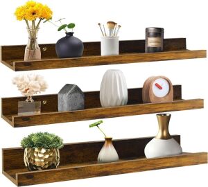 Rustic 24 Inch Floating Shelves, Set of 3