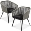 Set of 2 Indoor Outdoor Woven Wicker Patio Dining Chairs, 250lb Capacity 24"(L) x 21"(W) x 32"(H)