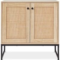 2-Door Rattan Storage Cabinet Accent Furniture for Living Room w/ Foot Pads&nbsp;