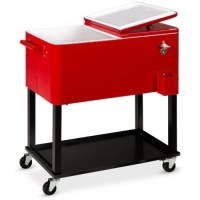 Portable Rolling Cooler Cart w/ Bottle Opener, Catch Tray - 80qt&nbsp;15.5"(L) x 36"(W) x 33"(H)