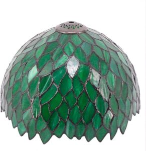 WERFACTORY Tiffany Lamp Shade Replacement 12X6 Inch Green Wisteria Style Stained Glass