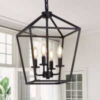 4 Light&nbsp;Black&nbsp;Metal&nbsp;Lantern Light Fixture