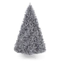 7.5' Silver Artificial Tinsel Christmas Tree w/ Foldable Stand&nbsp;