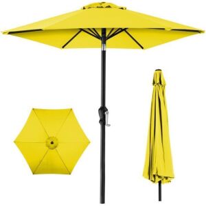 Outdoor Steel Market Patio Umbrella Decoration w/ Tilt, Crank Lift - 10ft 