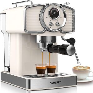 SUMSATY Espresso Coffee Machine 20 Bar with Milk Frother Steamer Wand 1.8L Removable Water Tank