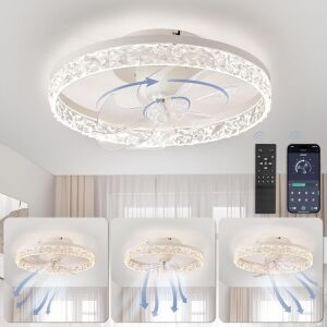 LEDIARY 20 Inch Low Profile Ceiling Fan with LED Lights and Remote