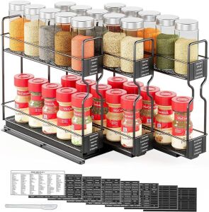 SpaceAid Pull Out Spice Rack Organizer for Cabinet, 7.7" W x10.75 D x10 H