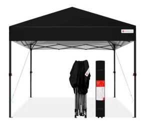 10 ft. x 10 ft. Black Easy Setup Pop Up Canopy Instant Portable Tent w/1-Button Push and Carry Case