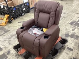 Electric Power Lift Recliner Massage Chair w/ Heat, USB Port, Cupholders - Damage to Arm Rest