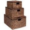 Set of 3 Large Hyacinth Storage Baskets w/ Handles, Lid - 21", 20", 18"&nbsp;