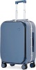 Carry On Luggage, 20'' Suitcase with Front Laptop Pocket, Travel Rolling Luggage Aluminum Frame PC Hardside with Spinner Wheels & TSA Lock and Cover - Sapphire Blue