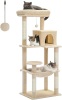 PETEPELA 56.3'' Tall Cat Tree for Indoor Cats, Multi-Level Cat Tower with Super Large Hammock (20''X16''), Sisal Covered Scratching Posts, Cozy Condo and Top Perch Beige