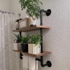 ROGMARS Pine Wood Floating Shelves Wall Shelves 24 inch,Bathroom Pipe Shelves with Towel Rack, Industrial Wall Mounted Shelf for Bathroom Decor for Living Room Bedroom Kitchen Bathroom