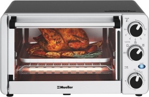 Mueller Toaster Oven with 30 Minute Timer - Toast - Bake - Broiler Settings, Stainless Steel, Natural Convection, Fits 9 inch Pizza, 4 Slice Toaster, 1100 W