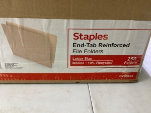 Staples End Tab Reinforced File Folders 250 folders