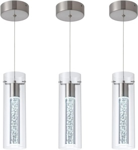 votag 3-Pack Modern Pendant Lighting Satin Nickel,24W Light Chandelier with LED Bulb, Updated Housing and Bubble Kitchen Light for Kitchen,Dining Room,Living Room,Corridor and Restaurant