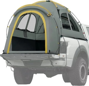 QUICTENT PICKUP TRUCK TENT FOR FULL SIZE SHORT BED (5.5'-5.8'), WATERPROOF PU2000MM 2-PERSON SLEEPING CAPACITY TRUCK BED TENT WITH REMOVABLE AWNING, RAINFLY ＆ STORAGE BAG INCLUDED (GREEN&YELLOW)