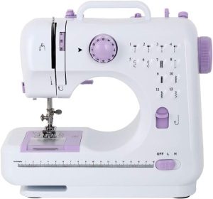 Portable Sewing Machine Mini Electric Household Crafting Mending Sewing Machines Multi-Purpose 12 Built-in Stitches with Foot Pedal for Home Sewing, Beginners, Kids (Purple)