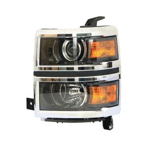 Pair of Black Housing Projector Headlights w/ Corner Lamps Fits 14-15 Chevy Silverado 1500