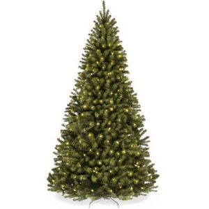 9' Pre-Lit Artificial Spruce Christmas Tree w/ Foldable Metal Base 