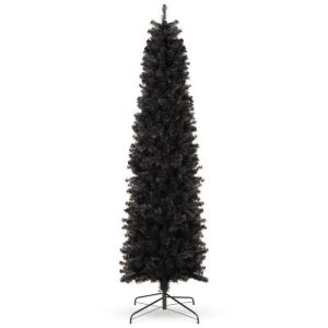 7.5' Black Artificial Pencil Holiday Christmas Tree 