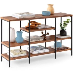 4-Tier Industrial Console Table w/ Tall Shelf Space - 55in 