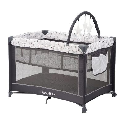Pamo Babe Portable Playard with Mattress and Toy bar with Soft Toys