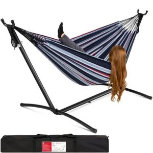 2-Person Brazilian-Style Double Hammock w/ Carrying Bag and Steel Stand 