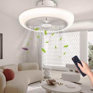 NFOD 18in Enclosed Low Profile Bladeless Ceiling Fan with Light