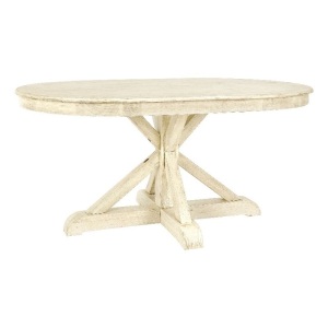 63" Oval Solid Pine Wood Dining Table in Sunbleached Ivory