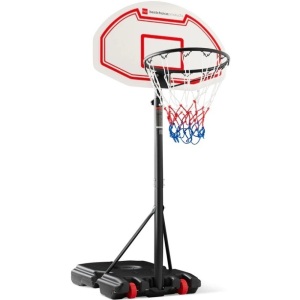 Kids Height-Adjustable Basketball Hoop, Portable Backboard System w/ Wheels 29"(L) x 22"(W) x 76.5"-97.5"(H)