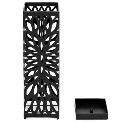 Modern Square Metal Entryway Umbrella Storage Stand w/Drain Tray